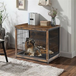 25/32" Wood Dog Pet Crate End Table Furniture Living Room Bedroom Removable Tray