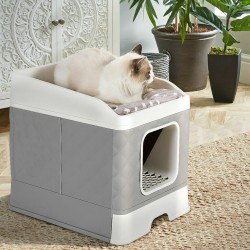 2 Cats Litter Box Durable Large Inner Space Kitten Toilet Enclosed Litter House