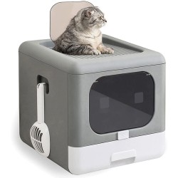 Extra Large Sifting Enclosed Cat Litter Box with Lid Top Entry Kitten Box Drawer