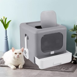 Large Hooded Flip Top Cat Litter Box Kitten Toilet Odor Control Easy To Clean US