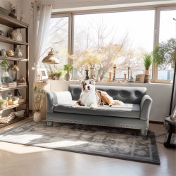 Elevated Dog Bed for Large Dog Raised Sofa Leather Cover Upholstered Cushion