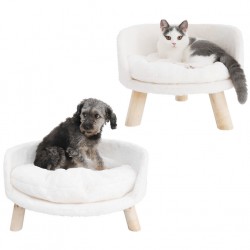 24" Small Medium Pet Raised Dog Sofa Bed Elevated Cat Chair Heavy Duty Wood Legs