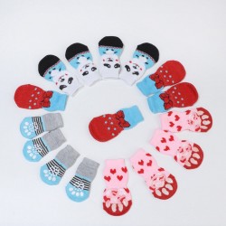 4Pcs Cute Pet Dog Anti Slip Socks Hosiery Cotton Warm Puppy Supplies Stockings