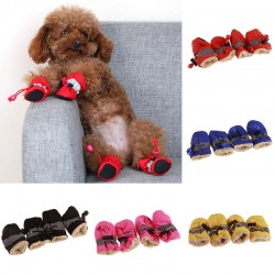 4pcs/set Winter Warm Pet Dog Shoes Anti-slip Rain Snow Boots Puppy Comfortable